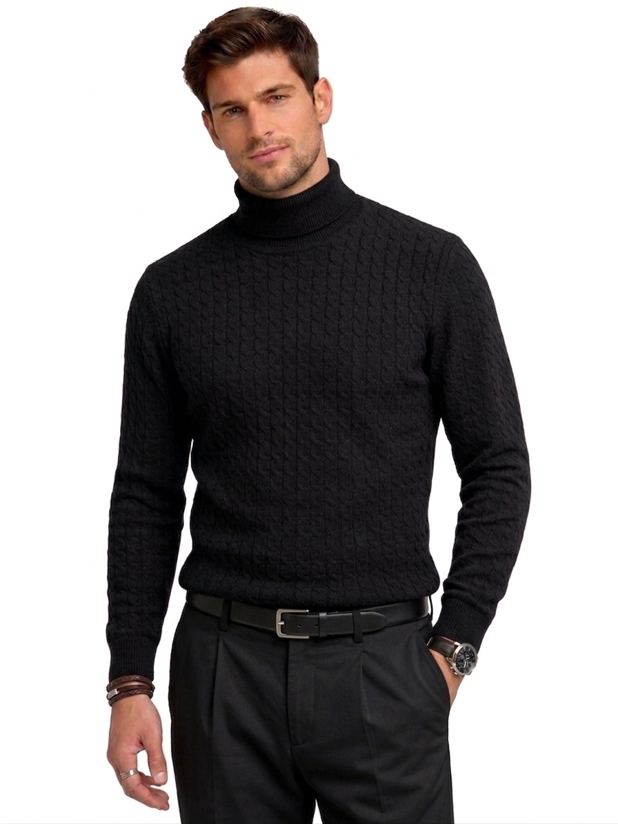 Men’s Textured Turtleneck Knit Sweater