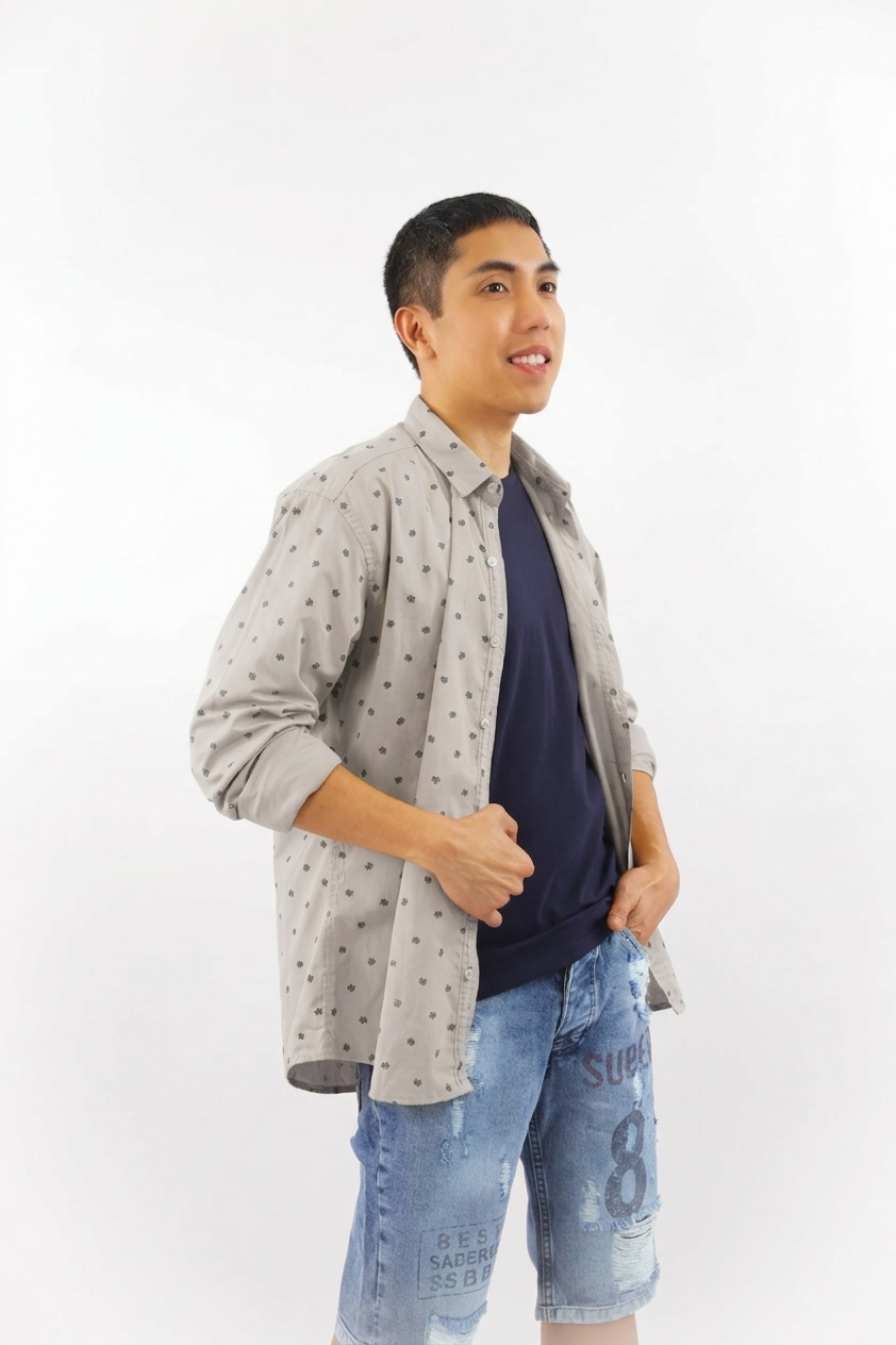 Men’s Slim Fit Printed Long Sleeve Shirt