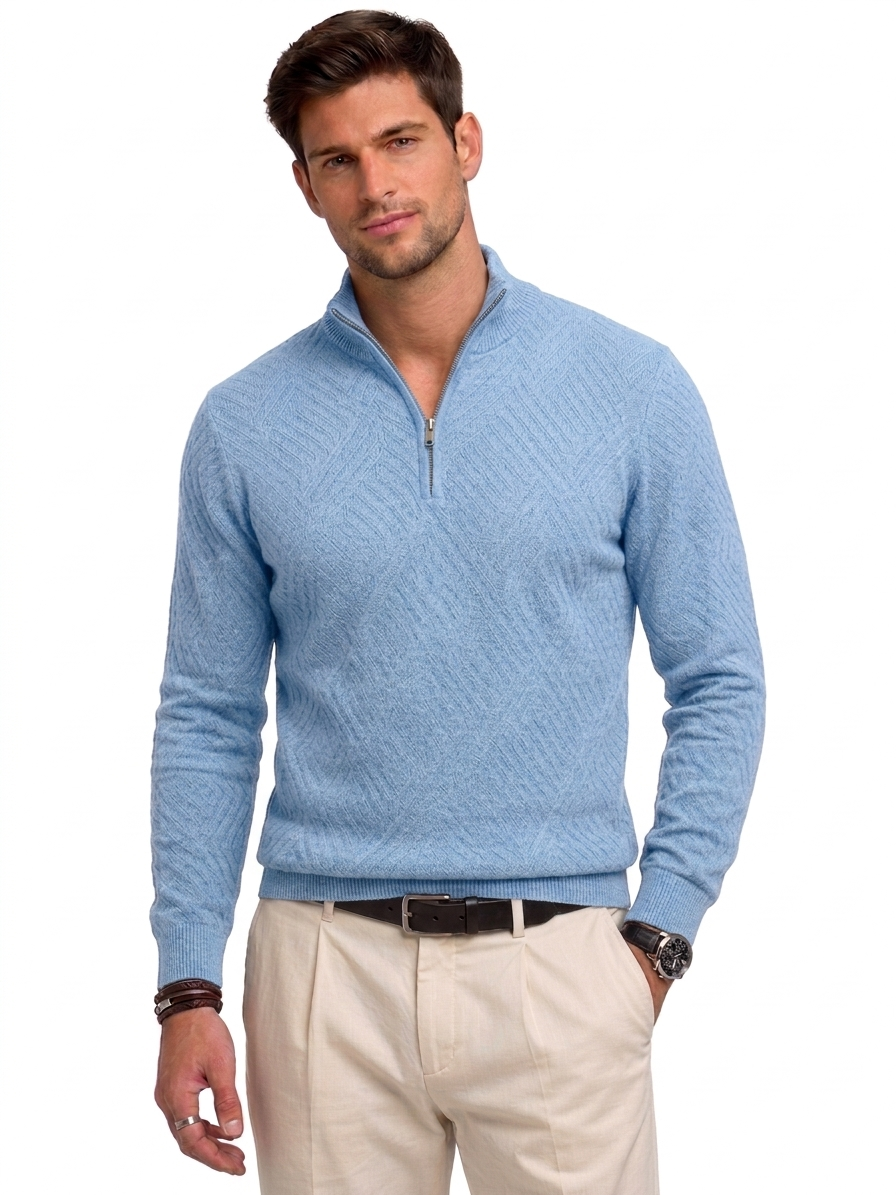 Men’s Textured Half-Zip Knit Sweater