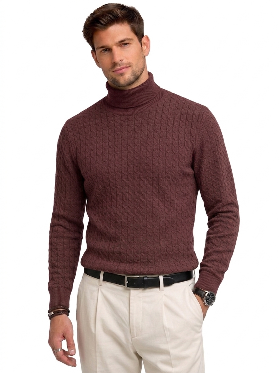 Men’s Textured Turtleneck Knit Sweater