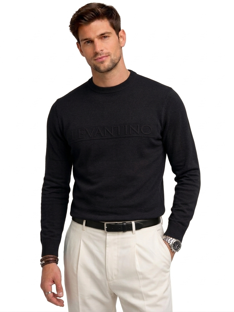 Men’s Embossed Logo Knit Sweater