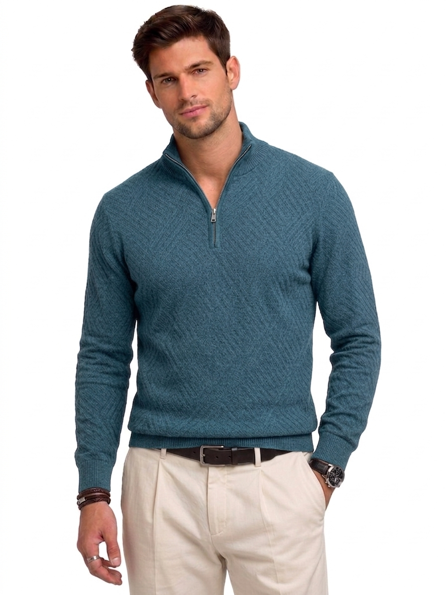 Men’s Textured Half-Zip Knit Sweater