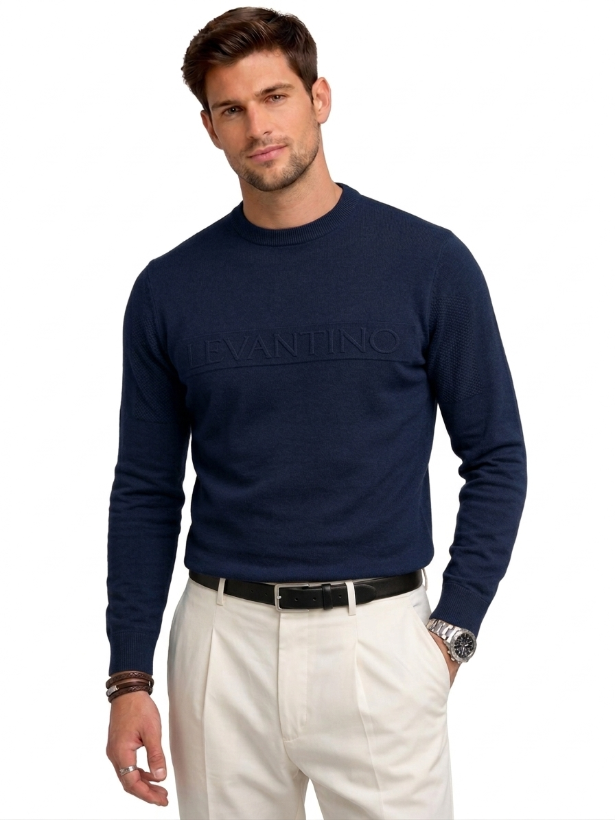 Men’s Embossed Logo Knit Sweater