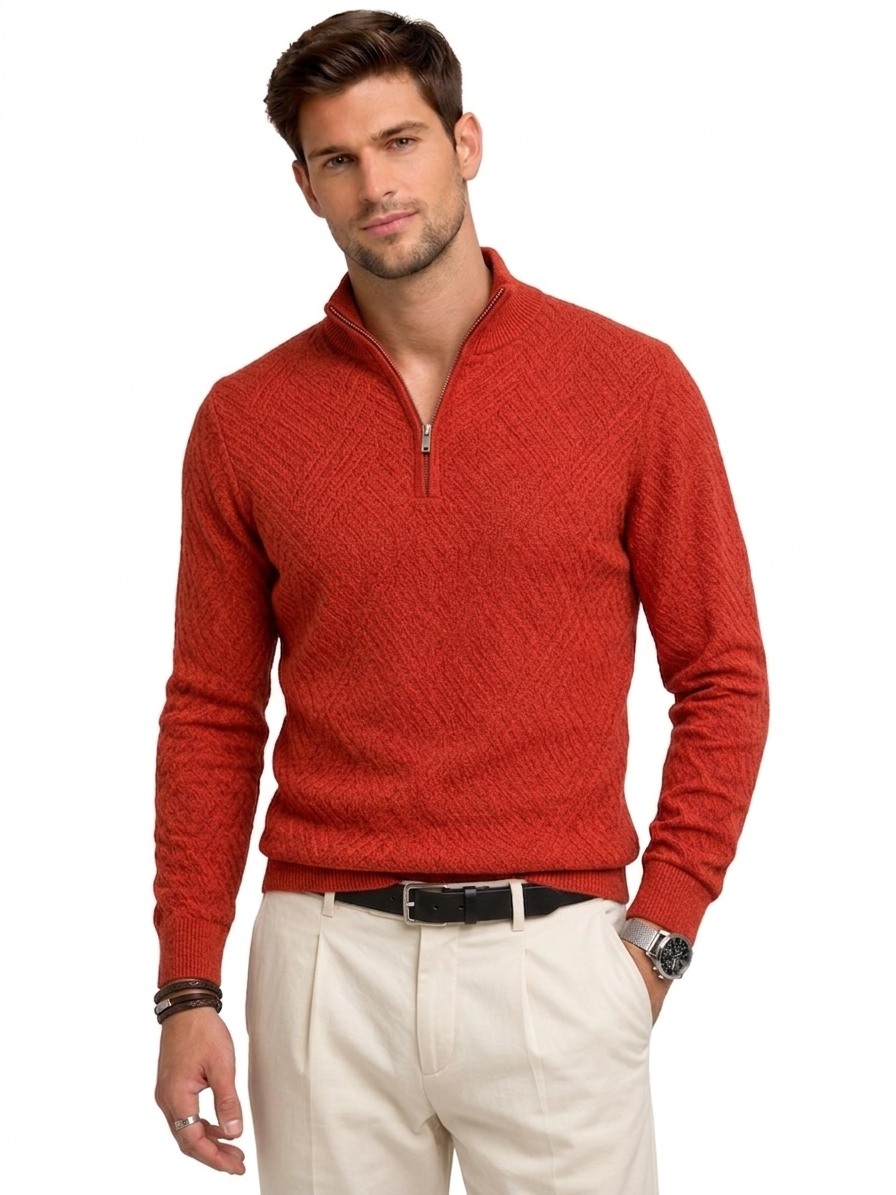Men’s Textured Half-Zip Knit Sweater