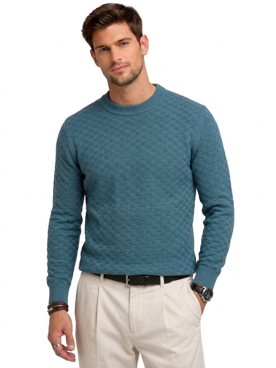 Men’s Textured Crew Neck Knit Sweater