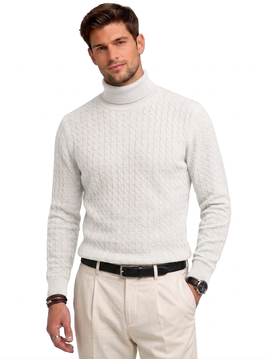 Men’s Textured Turtleneck Knit Sweater