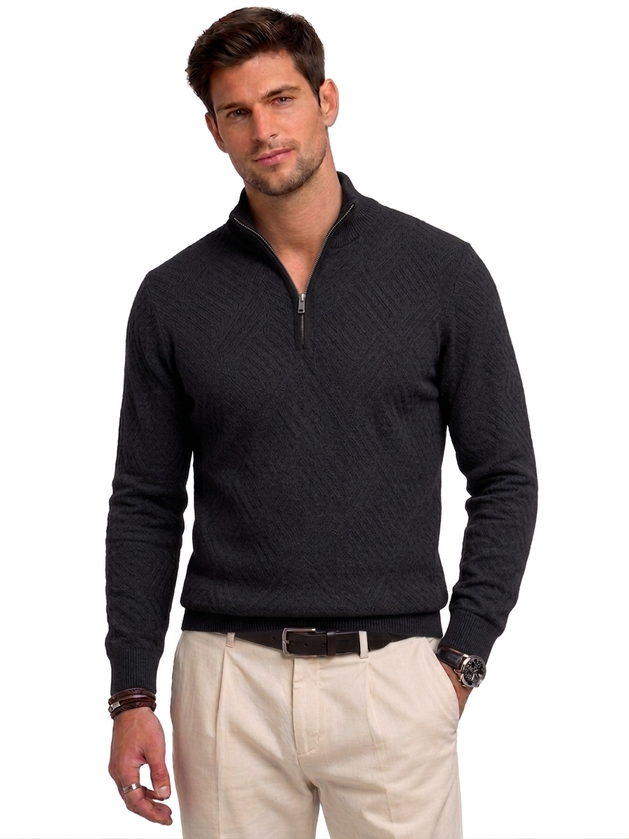 Men’s Textured Half-Zip Knit Sweater