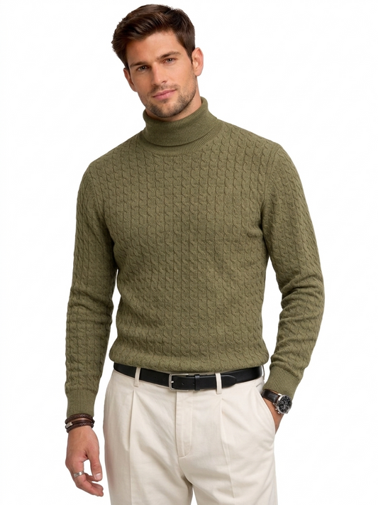 Men’s Textured Turtleneck Knit Sweater