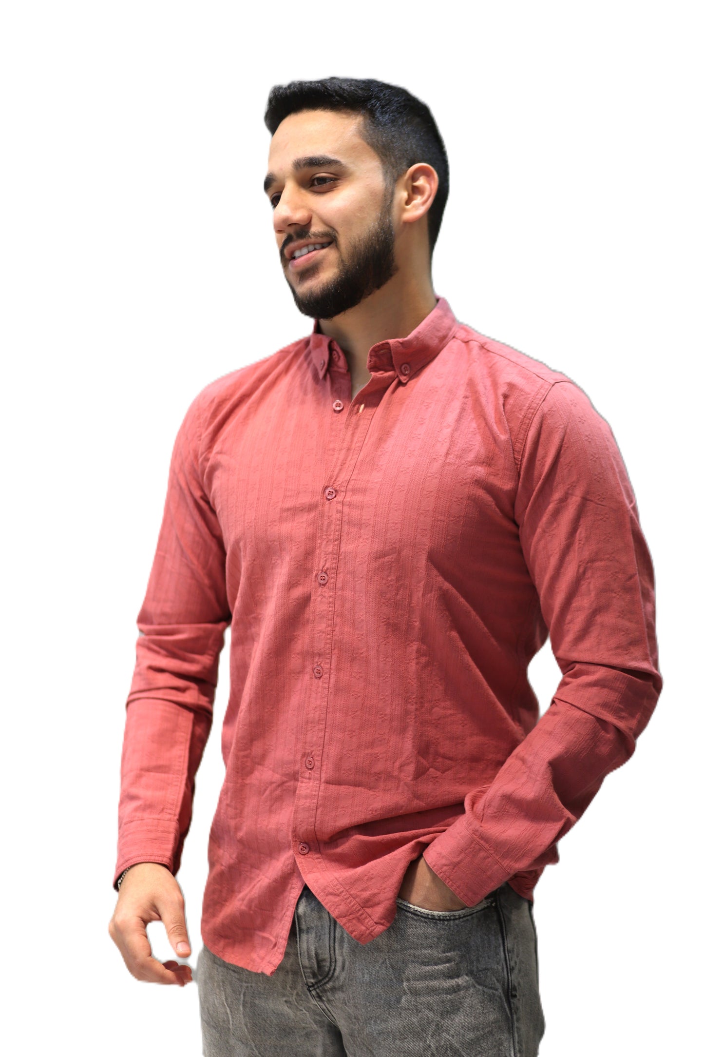Men’s Slim Fit Printed Long Sleeve Shirt