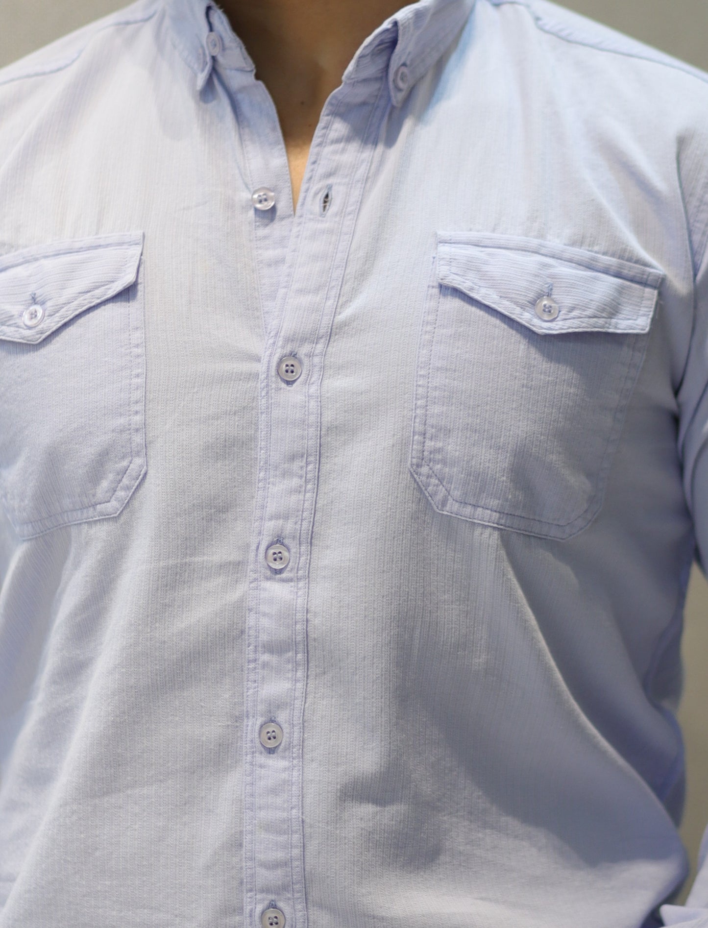 Men’s Utility Button-Down Long Sleeve Shirt with Dual Pockets