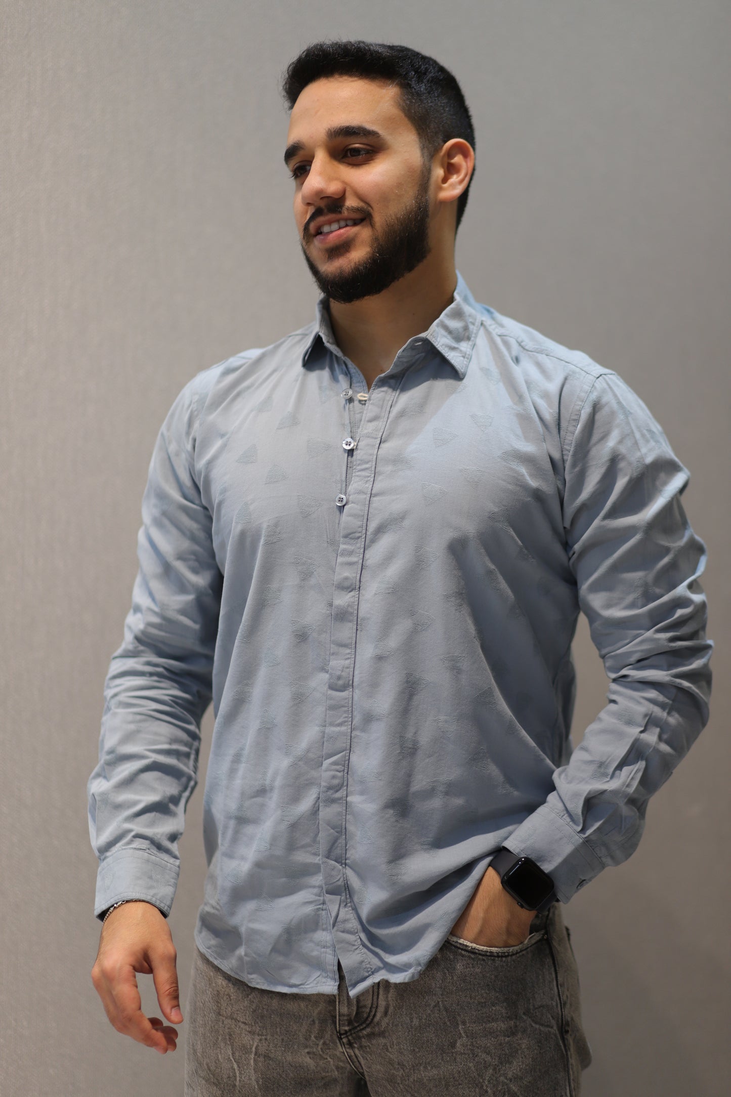 Men’s Slim Fit Printed Long Sleeve Shirt