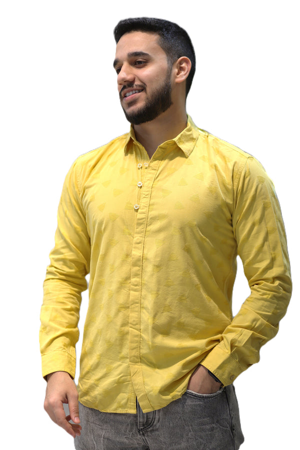 Men’s Slim Fit Printed Long Sleeve Shirt