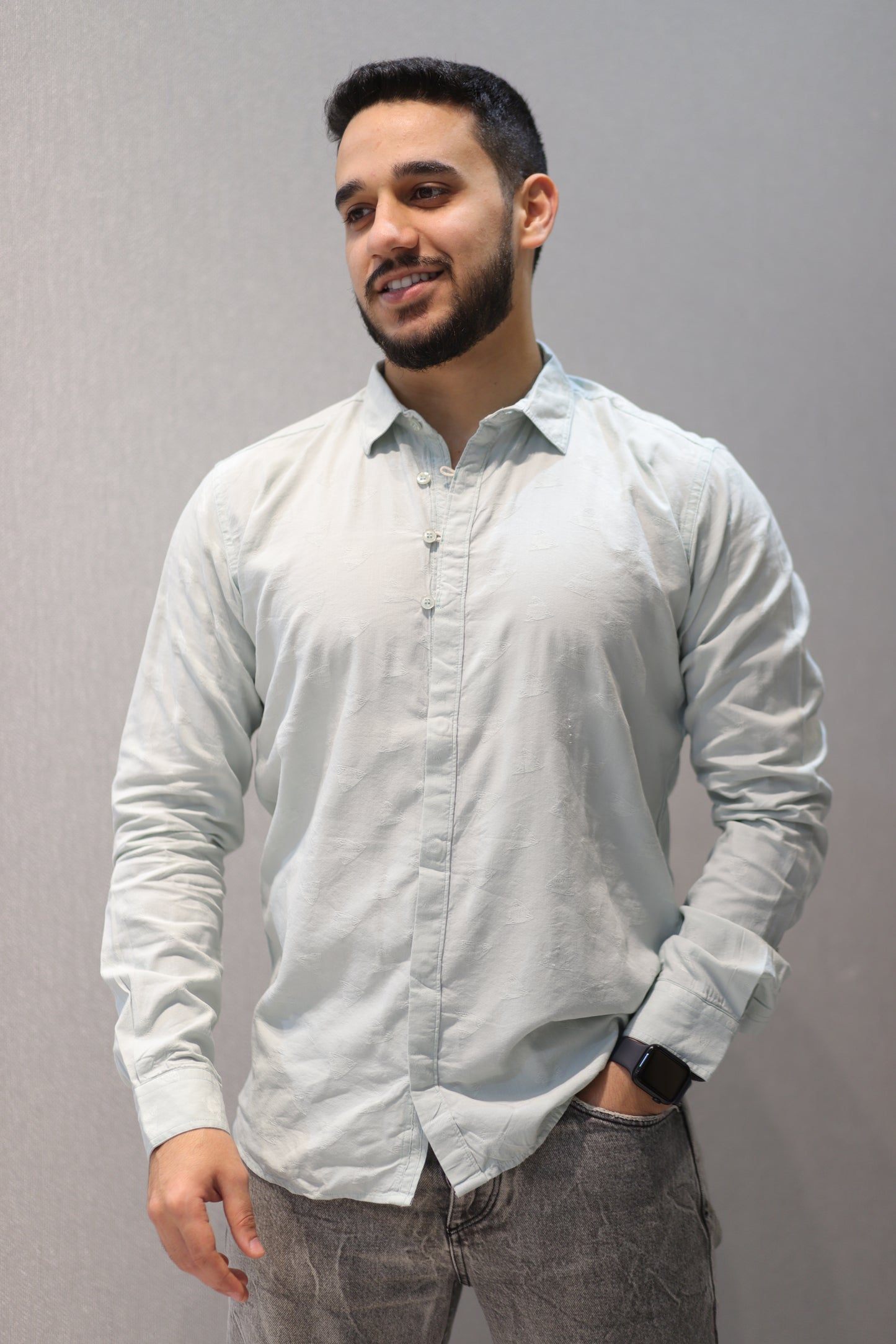 Men’s Slim Fit Printed Long Sleeve Shirt