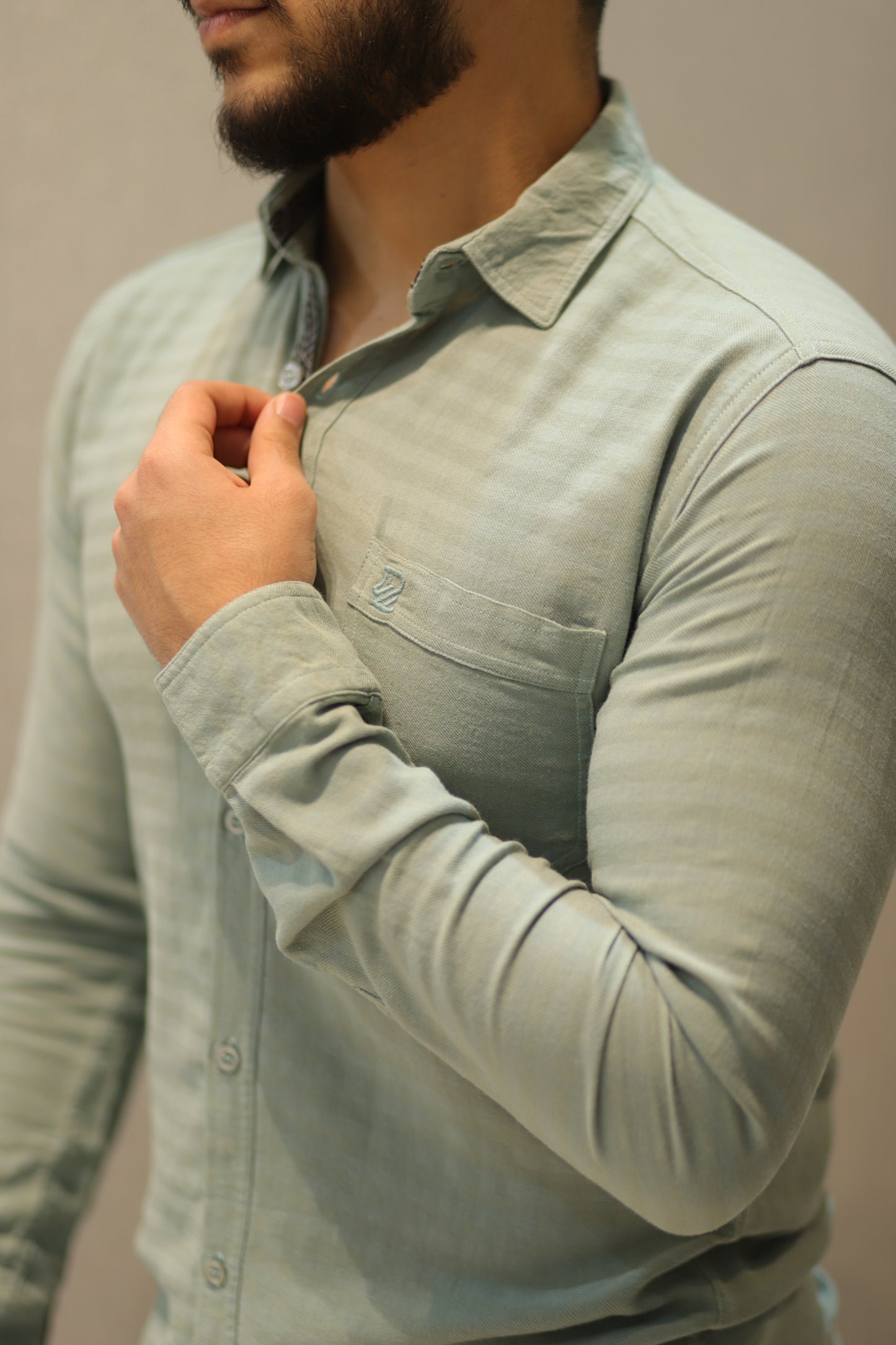 Men’s Slim Fit Checked Long Sleeve Shirt