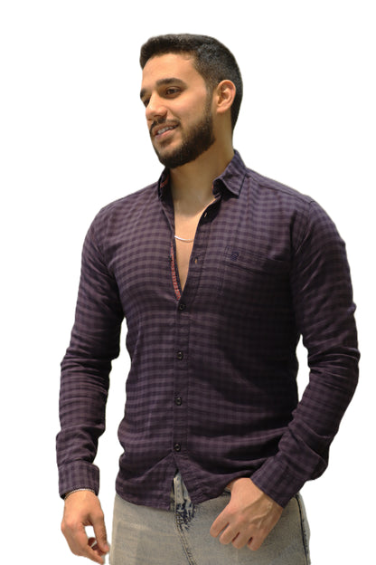 Men’s Slim Fit Checked Long Sleeve Shirt