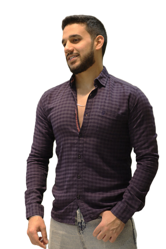 Men’s Slim Fit Checked Long Sleeve Shirt