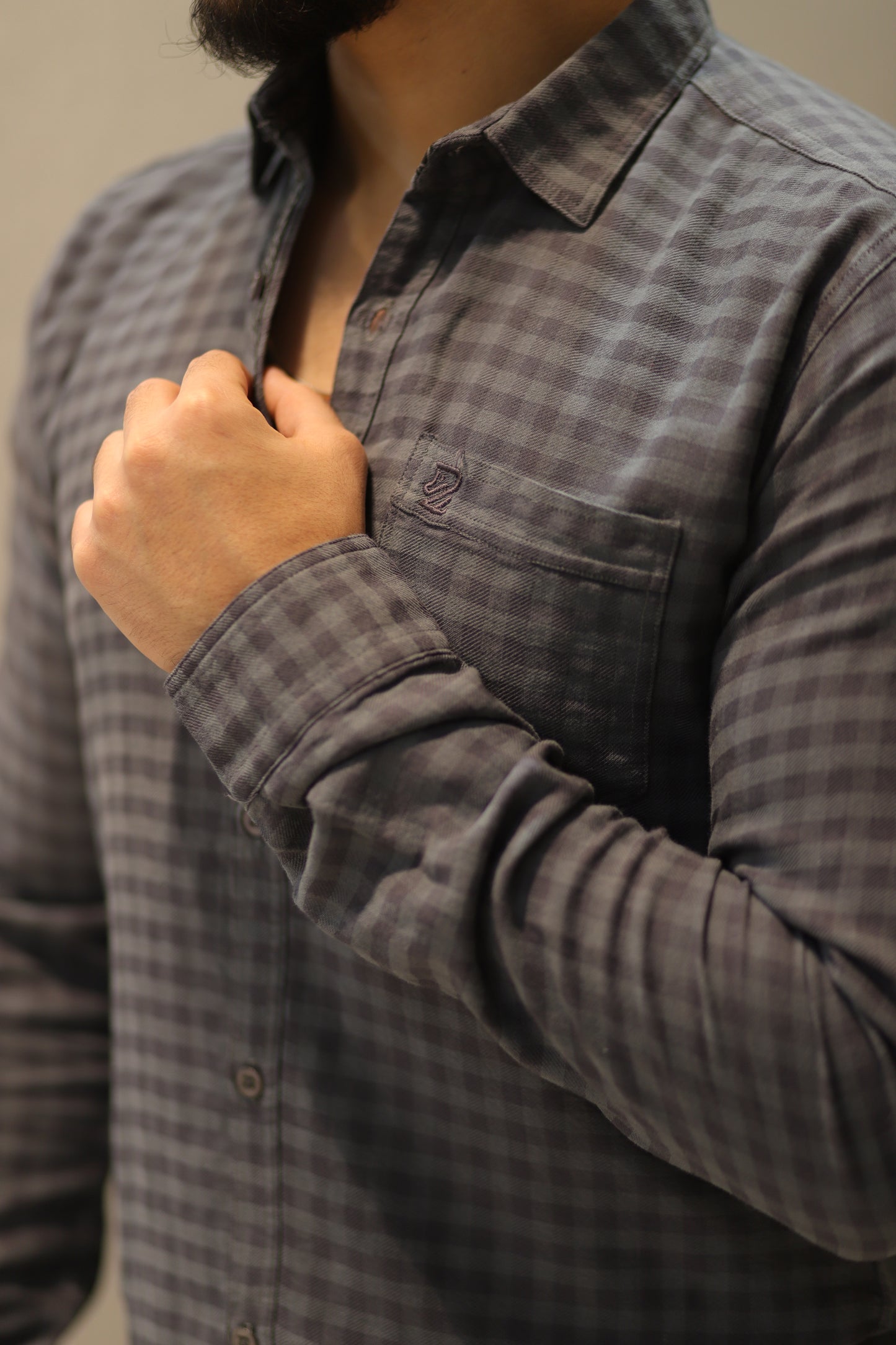 Men’s Slim Fit Checked Long Sleeve Shirt