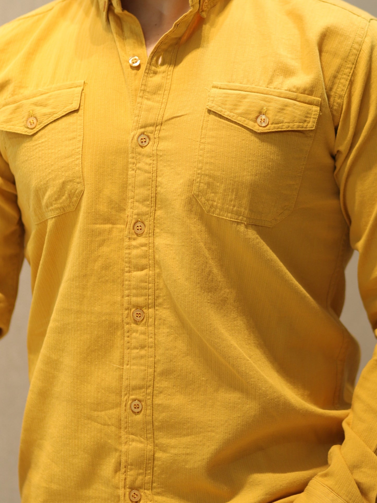 Men’s Utility Button-Down Long Sleeve Shirt with Dual Pockets