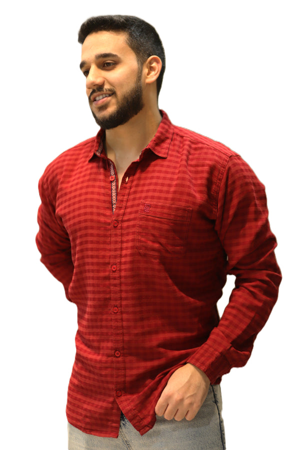 Men’s Slim Fit Checked Long Sleeve Shirt