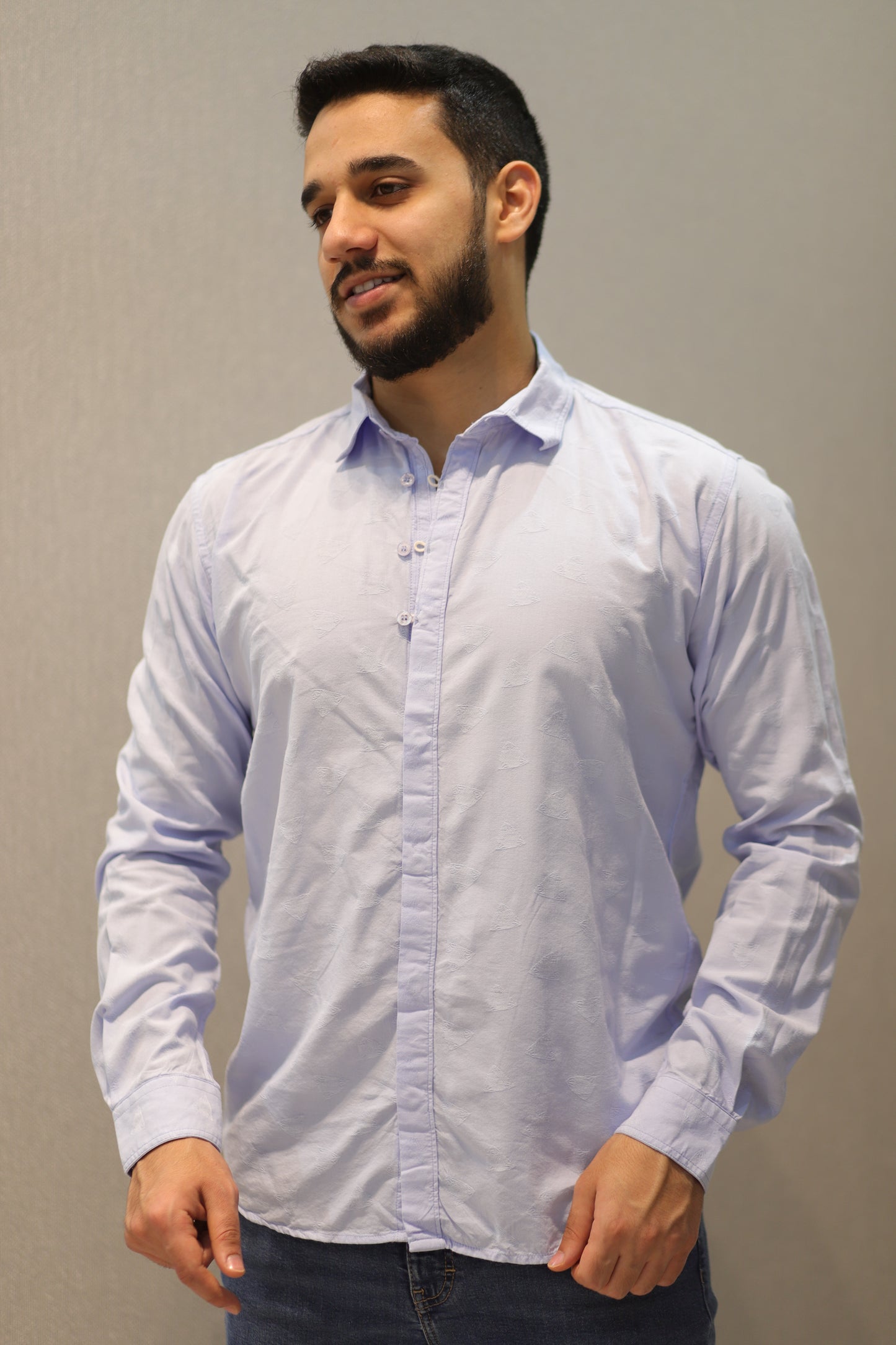 Men’s Slim Fit Printed Long Sleeve Shirt