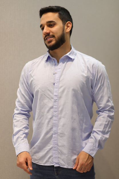 Men’s Slim Fit Printed Long Sleeve Shirt