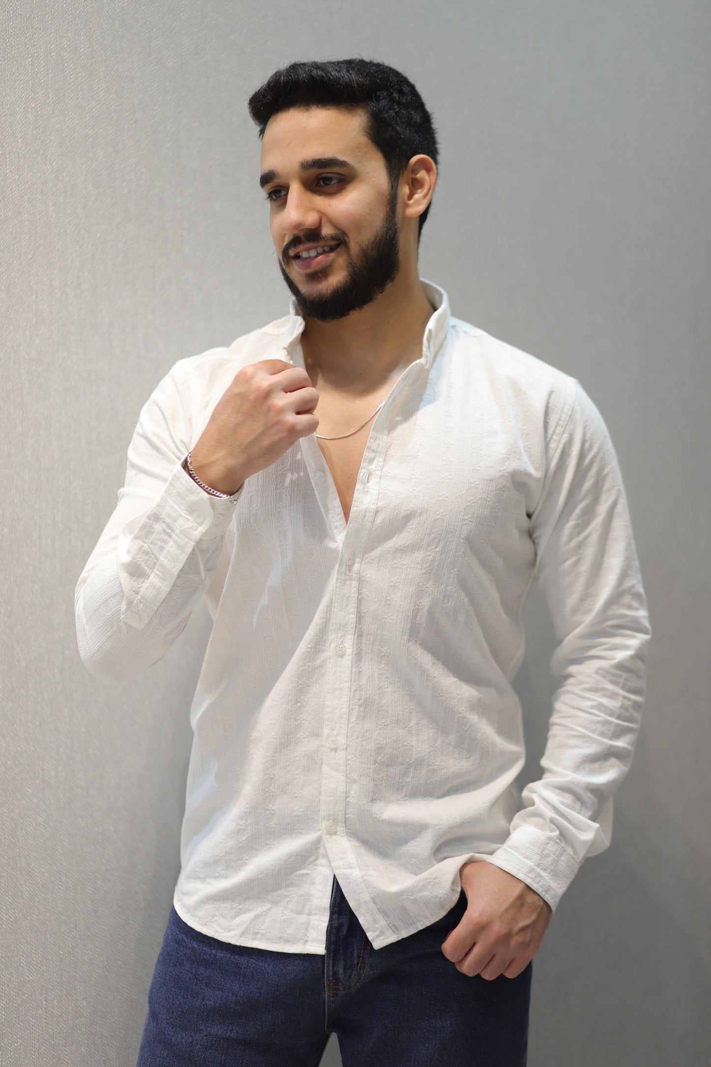 Men’s Slim Fit Printed Long Sleeve Shirt