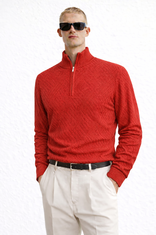 Men’s Textured Half-Zip Knit Sweater