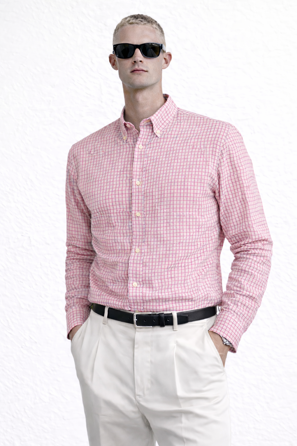 Men’s Classic Checkered Button-Down Shirt – Slim Casual Fit