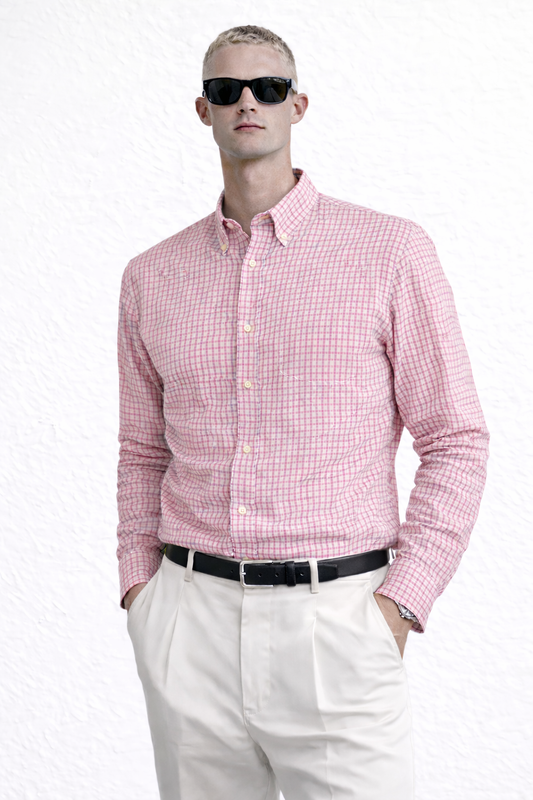 Men’s Classic Checkered Button-Down Shirt – Slim Casual Fit