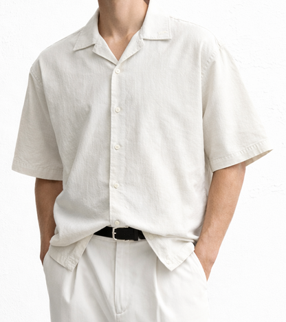 Men’s Solid Short Sleeve Resort Collar Shirt