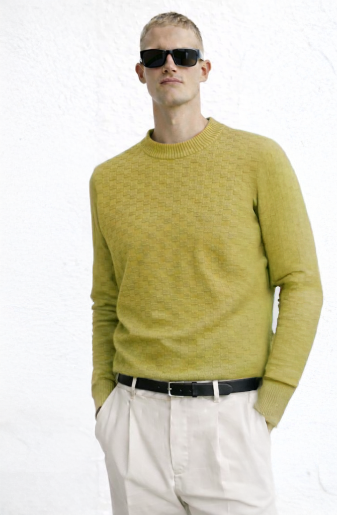 Men’s Textured Crew Neck Knit Sweater