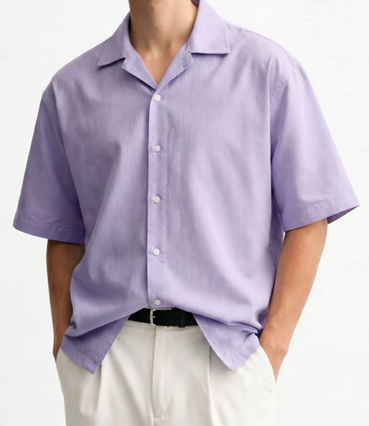 Men’s Solid Short Sleeve Resort Collar Shirt