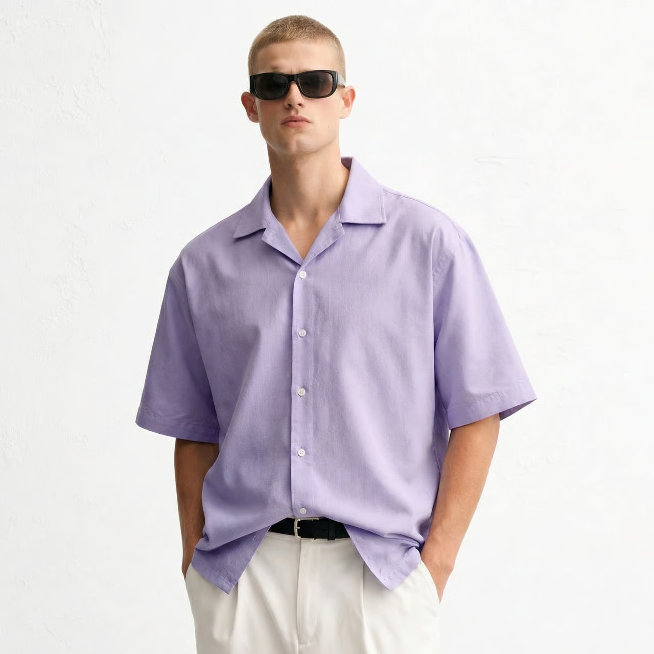 Men’s Solid Short Sleeve Resort Collar Shirt