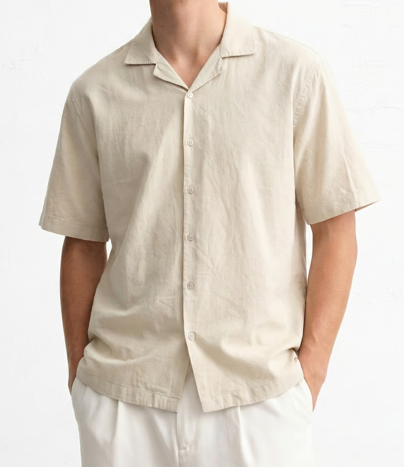 Men’s Solid Short Sleeve Resort Collar Shirt