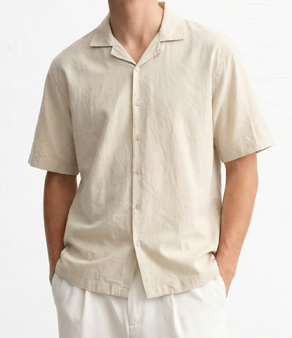 Men’s Solid Short Sleeve Resort Collar Shirt