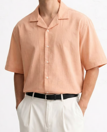 Men’s Solid Short Sleeve Resort Collar Shirt